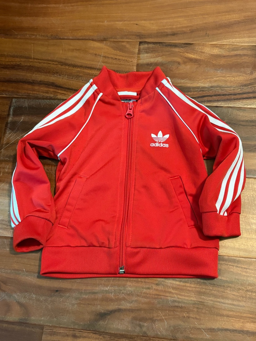 Adidas Originals Toddler Firebird Track Jacket Red White Trefoil Size 6-9M (k)